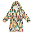 thumbnail image 1 of FORMRS Niños Bathrobe Unisex Hooded Robe Soft Plush Pajamas Sleepwear, Size 4-6T, Green Geometric, 1 of 7