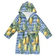 thumbnail image 1 of FORMRS Niños Bathrobe Unisex Hooded Robe Soft Plush Pajamas Sleepwear, Size 4-6T, Green Lemon Plaid, 1 of 7