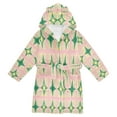 thumbnail image 1 of FORMRS Niños Bathrobe Unisex Hooded Robe Soft Plush Pajamas Sleepwear, Size 4-6T, Green Symmetrical Stars, 1 of 7