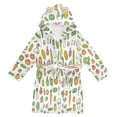 thumbnail image 1 of FORMRS Niños Bathrobe Unisex Hooded Robe Soft Plush Pajamas Sleepwear, Size 4-6T, Green Vegetables Pattern, 1 of 7