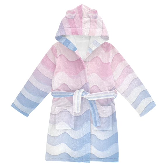 FORMRS Kids Bathrobe Unisex Hooded Robe Toddler Pajamas Sleepwear, Size 4-6T, Light Blue Gradient