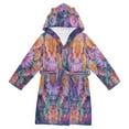 thumbnail image 1 of FORMRS Niños Bathrobe Unisex Hooded Robe Soft Plush Pajamas Sleepwear, Size 4-6T, Light Purple Flowers, 1 of 7