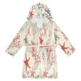 thumbnail image 1 of FORMRS Niños Bathrobe Unisex Hooded Robe Soft Plush Pajamas Sleepwear, Size 4-6T, Light Red Starfish, 1 of 7