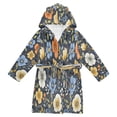 thumbnail image 1 of FORMRS Kids Bathrobe Unisex Hooded Robe Toddler Pajamas Sleepwear, Size 4-6T, Navy Floral Pattern, 1 of 7