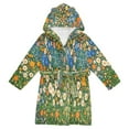 thumbnail image 1 of FORMRS Niños Bathrobe Unisex Hooded Robe Soft Plush Pajamas Sleepwear, Size 4-6T, Orange Floral Garden, 1 of 7
