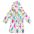 thumbnail image 1 of FORMRS Niños Bathrobe Unisex Hooded Robe Soft Plush Pajamas Sleepwear, Size 4-6T, Purple Abstract Shapes, 1 of 7