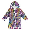 thumbnail image 1 of FORMRS Niños Bathrobe Unisex Hooded Robe Soft Plush Pajamas Sleepwear, Size 4-6T, Purple Wavy Plaid, 1 of 7