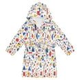 thumbnail image 1 of FORMRS Niños Bathrobe Unisex Hooded Robe Soft Plush Pajamas Sleepwear, Size 4-6T, Simple Shapes, 1 of 7