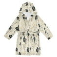 thumbnail image 1 of FORMRS Niños Bathrobe Unisex Hooded Robe Soft Plush Pajamas Sleepwear, Size 4-6T, Small Black Flowers, 1 of 7