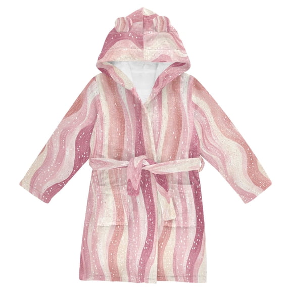 FORMRS Kids Bathrobe Unisex Hooded Robe Toddler Pajamas Sleepwear, Size 4-6T, Soft Brown Pattern