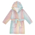 thumbnail image 1 of FORMRS Niños Bathrobe Unisex Hooded Robe Soft Plush Pajamas Sleepwear, Size 4-6T, Wavy Striped, 1 of 7