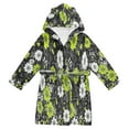 thumbnail image 1 of FORMRS Niños Bathrobe Unisex Hooded Robe Soft Plush Pajamas Sleepwear, Size 4-6T, White Flower Pattern, 1 of 7