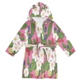 thumbnail image 1 of FORMRS Niños Bathrobe Unisex Hooded Robe Soft Plush Pajamas Sleepwear, Size 4-6T, White Flowers, 1 of 7