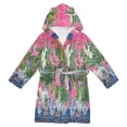 thumbnail image 1 of FORMRS Niños Bathrobe Unisex Hooded Robe Soft Plush Pajamas Sleepwear, Size 4-6T, White Vibrant Flowers, 1 of 7
