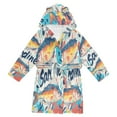 thumbnail image 1 of FORMRS Niños Bathrobe Unisex Hooded Robe Soft Plush Pajamas Sleepwear, Size 4-6T, Yellow Sardines Pattern, 1 of 7