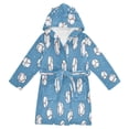 thumbnail image 1 of FORMRS Niños Bathrobe Unisex Hooded Robe Soft Plush Pajamas Sleepwear, Size 7-9T, Baseballs Pattern, 1 of 7