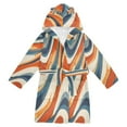 thumbnail image 1 of FORMRS Niños Bathrobe Unisex Hooded Robe Soft Plush Pajamas Sleepwear, Size 7-9T, Beige Abstract Wavy, 1 of 7