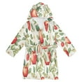 thumbnail image 1 of FORMRS Niños Bathrobe Unisex Hooded Robe Soft Plush Pajamas Sleepwear, Size 7-9T, Beige Apple Pattern, 1 of 7