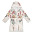 thumbnail image 1 of FORMRS Niños Bathrobe Unisex Hooded Robe Soft Plush Pajamas Sleepwear, Size 7-9T, Beige Cute Flower, 1 of 7