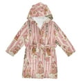 thumbnail image 1 of FORMRS Niños Bathrobe Unisex Hooded Robe Soft Plush Pajamas Sleepwear, Size 7-9T, Beige Gingerbread Houses, 1 of 7