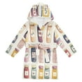 thumbnail image 1 of FORMRS Niños Bathrobe Unisex Hooded Robe Soft Plush Pajamas Sleepwear, Size 7-9T, Beige Jam Jars, 1 of 7