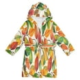 thumbnail image 1 of FORMRS Niños Bathrobe Unisex Hooded Robe Soft Plush Pajamas Sleepwear, Size 7-9T, Beige Leaves, 1 of 7
