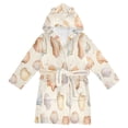thumbnail image 1 of FORMRS Niños Bathrobe Unisex Hooded Robe Soft Plush Pajamas Sleepwear, Size 7-9T, Beige Seashell, 1 of 7