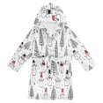 thumbnail image 1 of FORMRS Niños Bathrobe Unisex Hooded Robe Soft Plush Pajamas Sleepwear, Size 7-9T, Black Cartoon Snowmen, 1 of 7