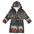 thumbnail image 1 of FORMRS Niños Bathrobe Unisex Hooded Robe Soft Plush Pajamas Sleepwear, Size 7-9T, Black Christmas Light, 1 of 7