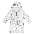 thumbnail image 1 of FORMRS Niños Bathrobe Unisex Hooded Robe Soft Plush Pajamas Sleepwear, Size 7-9T, Blue Cartoon Snowmen, 1 of 7