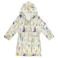 thumbnail image 1 of FORMRS Niños Bathrobe Unisex Hooded Robe Soft Plush Pajamas Sleepwear, Size 7-9T, Blue Floral Rabbit, 1 of 7