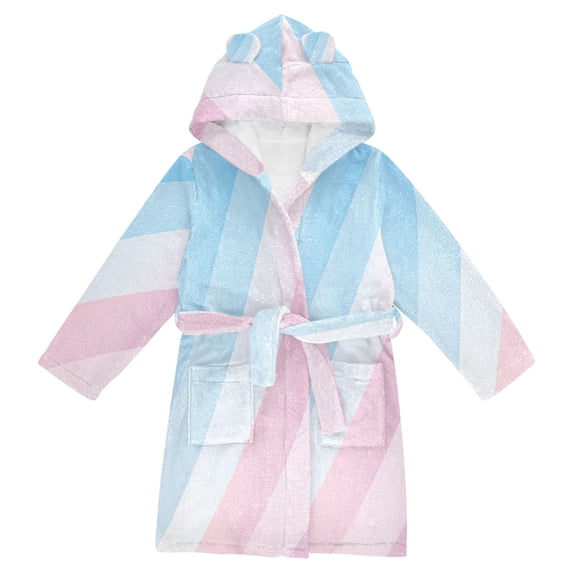 FORMRS Kids Bathrobe Unisex Hooded Robe Toddler Pajamas Sleepwear, Size 7-9T, Blue Gradient