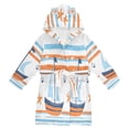 thumbnail image 1 of FORMRS Niños Bathrobe Unisex Hooded Robe Soft Plush Pajamas Sleepwear, Size 7-9T, Blue Nautical Pattern, 1 of 7