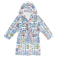 thumbnail image 1 of FORMRS Niños Bathrobe Unisex Hooded Robe Soft Plush Pajamas Sleepwear, Size 7-9T, Blue Retro Pattern, 1 of 7