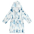 thumbnail image 1 of FORMRS Niños Bathrobe Unisex Hooded Robe Soft Plush Pajamas Sleepwear, Size 7-9T, Blue Simple Cartoon Snowmen, 1 of 7