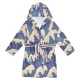 thumbnail image 1 of FORMRS Niños Bathrobe Unisex Hooded Robe Soft Plush Pajamas Sleepwear, Size 7-9T, Blue Wave Pattern, 1 of 7