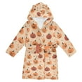 thumbnail image 1 of FORMRS Niños Bathrobe Unisex Hooded Robe Soft Plush Pajamas Sleepwear, Size 7-9T, Colorful Halloween Pumpkin Pattern, 1 of 7