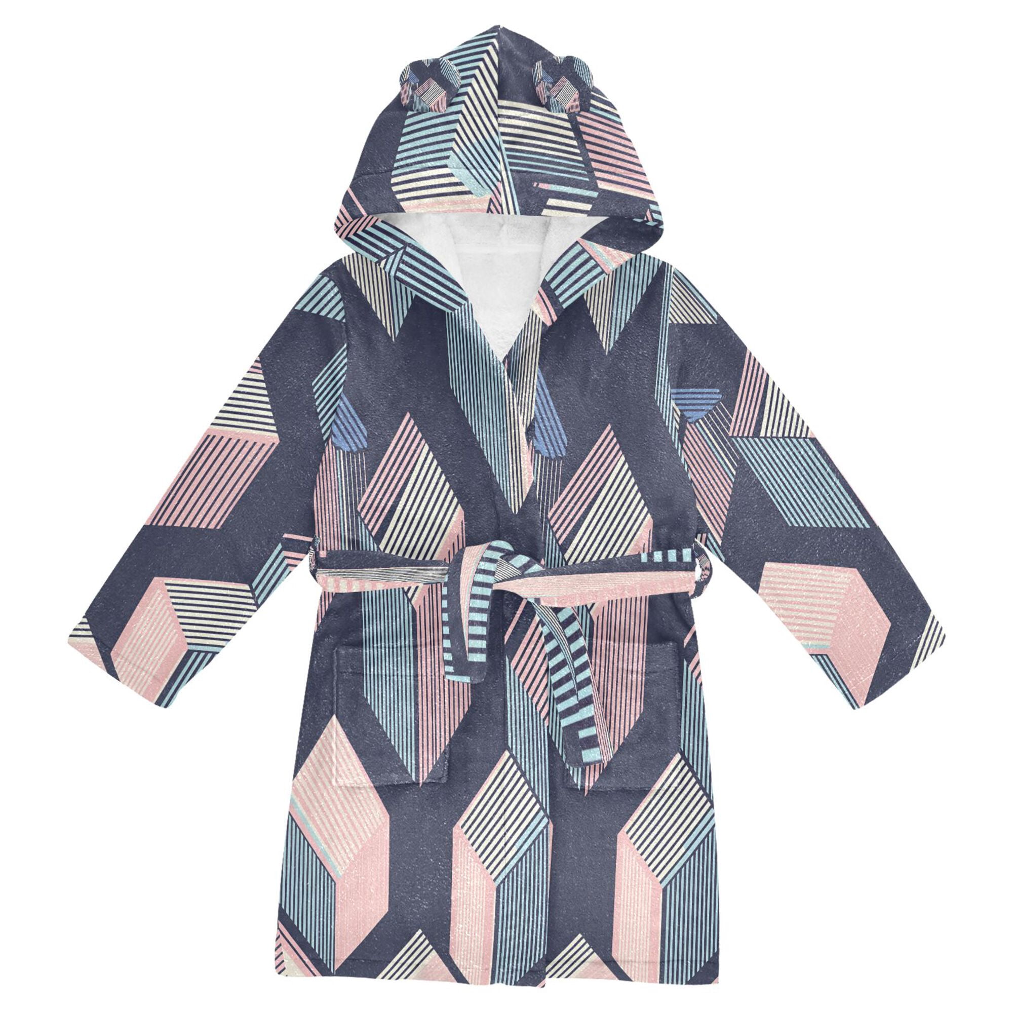 FORMRS Niños Bathrobe Unisex Hooded Robe Soft Plush Pajamas Sleepwear ...