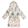 thumbnail image 1 of FORMRS Niños Bathrobe Unisex Hooded Robe Soft Plush Pajamas Sleepwear, Size 7-9T, Flamingo Pattern, 1 of 7