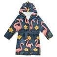 thumbnail image 1 of FORMRS Niños Bathrobe Unisex Hooded Robe Soft Plush Pajamas Sleepwear, Size 7-9T, Floral Flamingo, 1 of 7