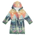 thumbnail image 1 of FORMRS Niños Bathrobe Unisex Hooded Robe Soft Plush Pajamas Sleepwear, Size 7-9T, Floral Mountain, 1 of 7