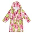 thumbnail image 1 of FORMRS Niños Bathrobe Unisex Hooded Robe Soft Plush Pajamas Sleepwear, Size 7-9T, Floral Raspberries, 1 of 7