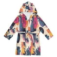 thumbnail image 1 of FORMRS Niños Bathrobe Unisex Hooded Robe Soft Plush Pajamas Sleepwear, Size 7-9T, Flowers Pattern Style, 1 of 7