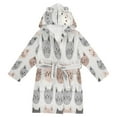 thumbnail image 1 of FORMRS Niños Bathrobe Unisex Hooded Robe Soft Plush Pajamas Sleepwear, Size 7-9T, Gray Cat Pattern, 1 of 7