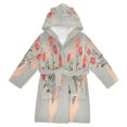 thumbnail image 1 of FORMRS Niños Bathrobe Unisex Hooded Robe Soft Plush Pajamas Sleepwear, Size 7-9T, Gray Flower, 1 of 7