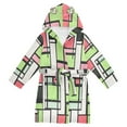 thumbnail image 1 of FORMRS Niños Bathrobe Unisex Hooded Robe Soft Plush Pajamas Sleepwear, Size 7-9T, Green Abstract Geometric, 1 of 7