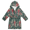 thumbnail image 1 of FORMRS Niños Bathrobe Unisex Hooded Robe Soft Plush Pajamas Sleepwear, Size 7-9T, Green Christmas Candy Canes, 1 of 7