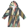thumbnail image 1 of FORMRS Niños Bathrobe Unisex Hooded Robe Soft Plush Pajamas Sleepwear, Size 7-9T, Green Geometric, 1 of 7
