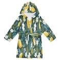 thumbnail image 1 of FORMRS Niños Bathrobe Unisex Hooded Robe Soft Plush Pajamas Sleepwear, Size 7-9T, Green Lemon Leaves, 1 of 7