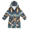 thumbnail image 1 of FORMRS Niños Bathrobe Unisex Hooded Robe Soft Plush Pajamas Sleepwear, Size 7-9T, Green Mountains, 1 of 7